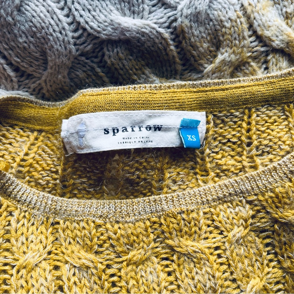 Anthropologie Sparrow Yellow Cream Ombré Cable Knit Sweater - Picture 4 of 8